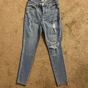 High-Waisted Rockstar Super Skinny Ripped Ankle Jeans for Women